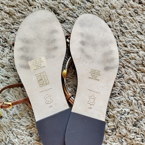 Tory Burch CAPRI MULTI STRAP SANDAL MOCHA TOASTED BARK GOLD sz 9 - Picture 6 of 7